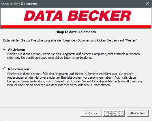 DataBecker freischaltung Schritt 2